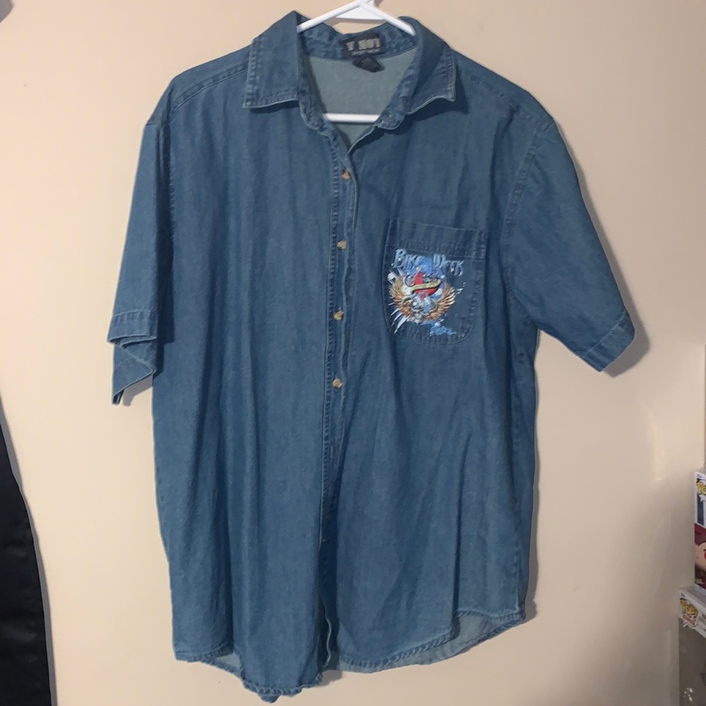 2008 Vintage Daytona Beach Bike Week Denim Button Up Large